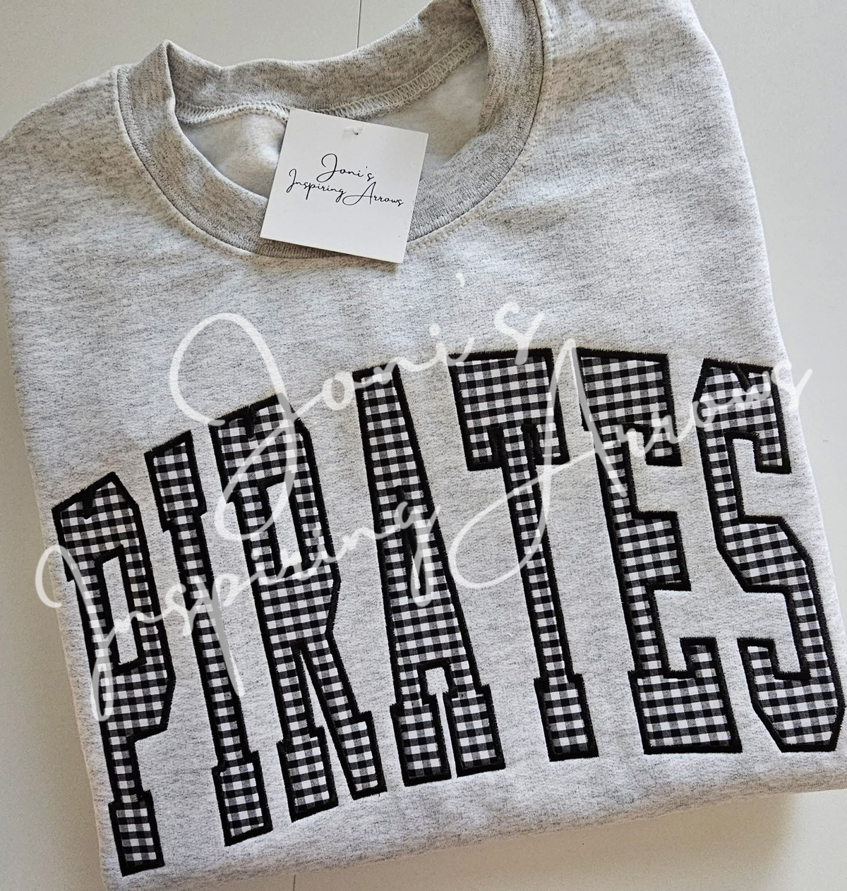 Custom Embroidered Varsity Gingham Sweatshirt