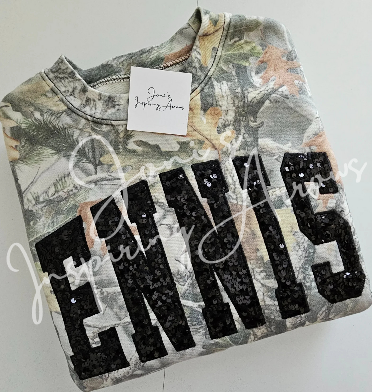 Custom Embroidered Sequin Camo Tee|Sweatshirt