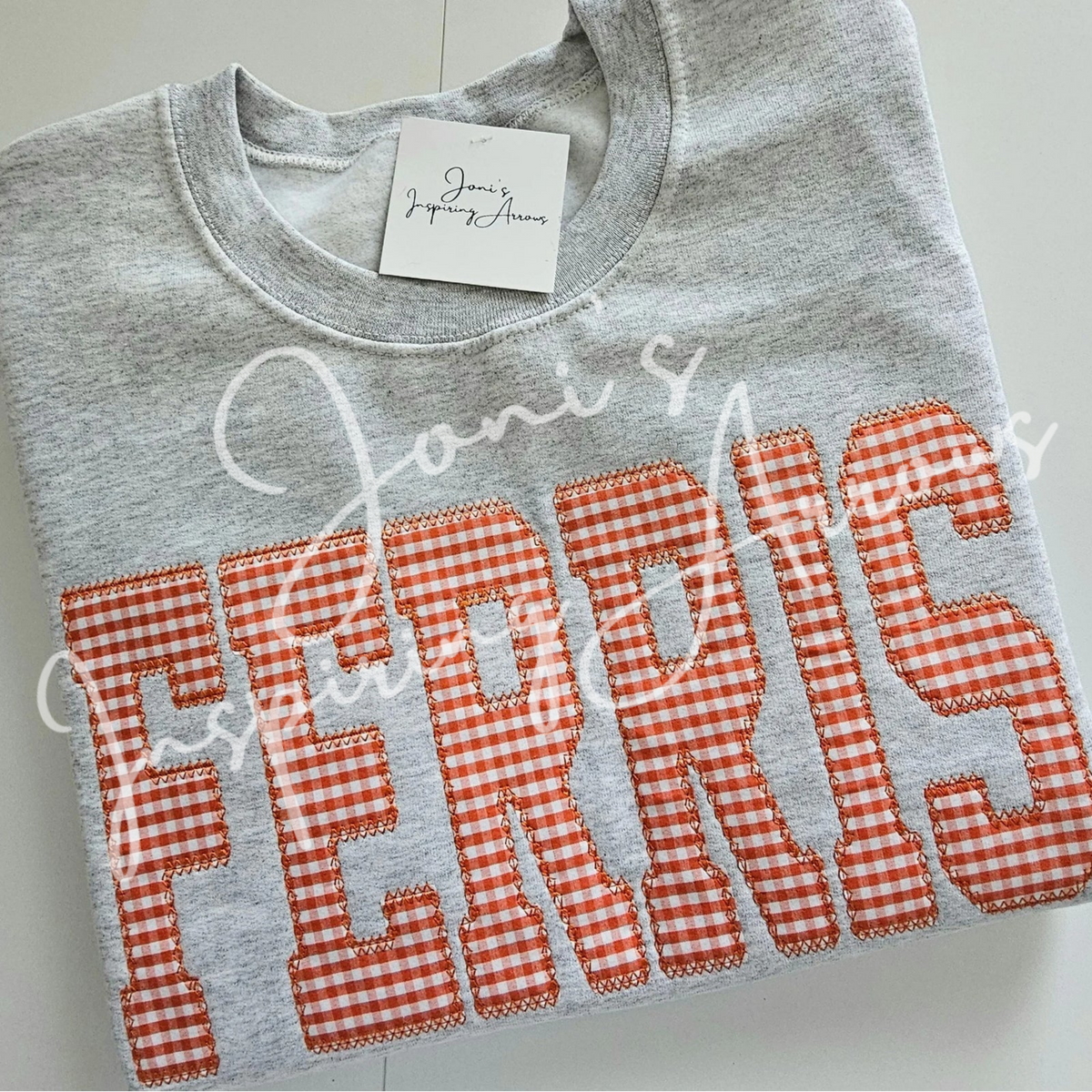 Custom Embroidered Diamond Stitch Gingham Sweatshirt